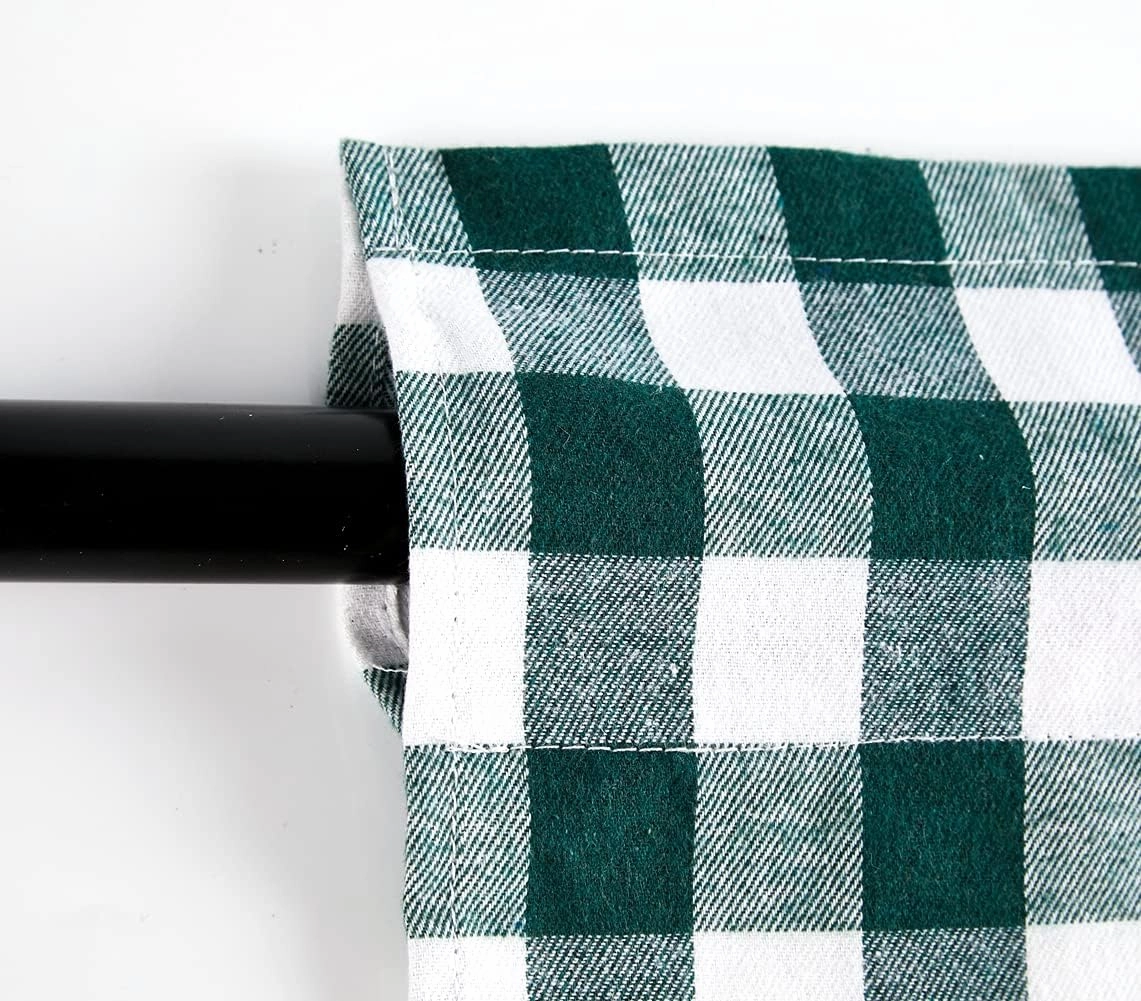 2 Pack Buffalo Check Plaid Cotton Window Valances Green and White Farmhouse Design Window Treatment Decor Curtains Rod Pocket Valances for Kitchen/Living Room 16" x 56" (Green and White)