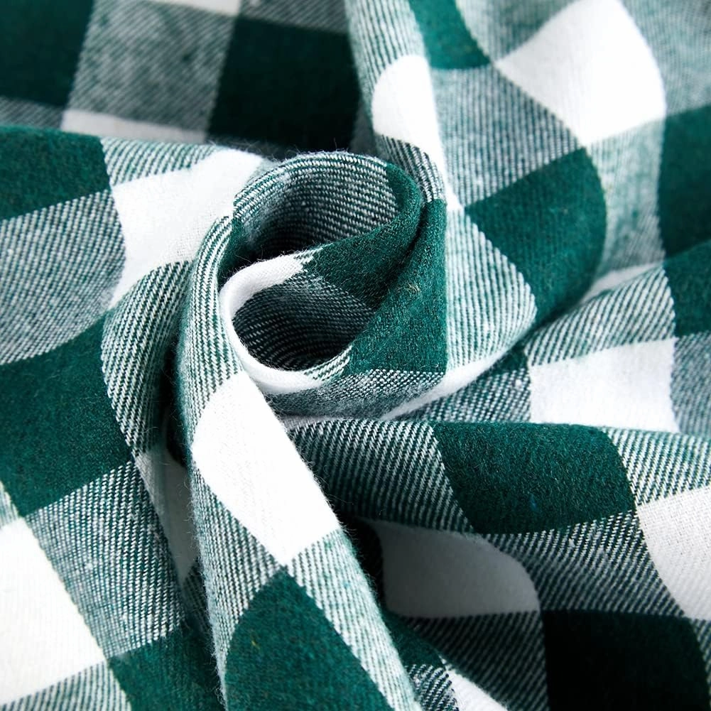 2 Pack Buffalo Check Plaid Cotton Window Valances Green and White Farmhouse Design Window Treatment Decor Curtains Rod Pocket Valances for Kitchen/Living Room 16" x 56" (Green and White)