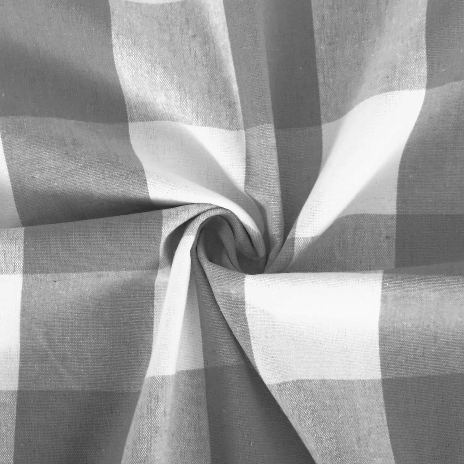 2 Pack Buffalo Check Valances for Windows Living Room 18 inches Long Classic Gingham Plaid Bedroom Bathroom Rod Pocket Country Farmhouse Kitchen Window Curtain Valances - 54"x18" Grey & White