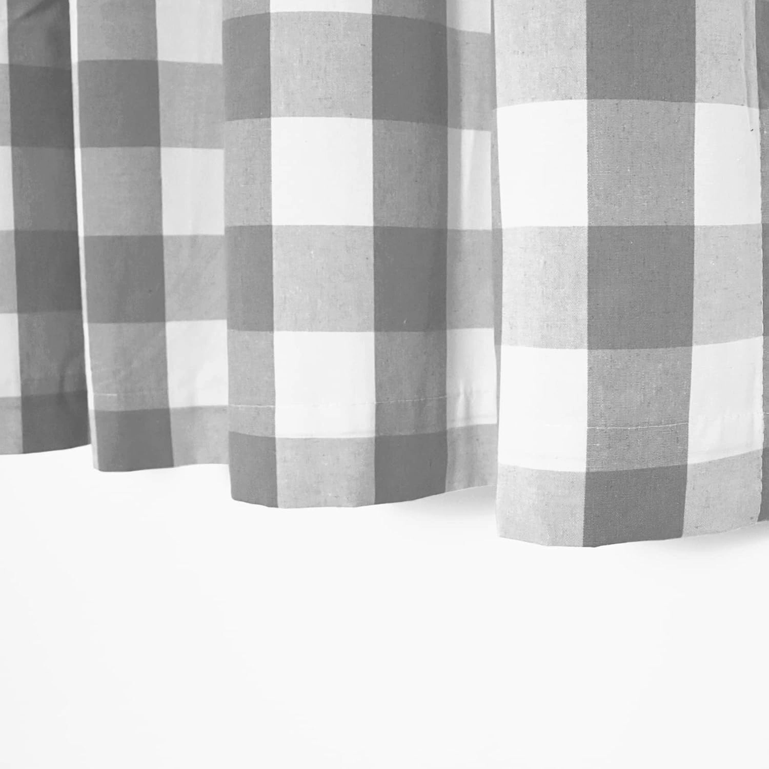 2 Pack Buffalo Check Valances for Windows Living Room 18 inches Long Classic Gingham Plaid Bedroom Bathroom Rod Pocket Country Farmhouse Kitchen Window Curtain Valances - 54"x18" Grey & White
