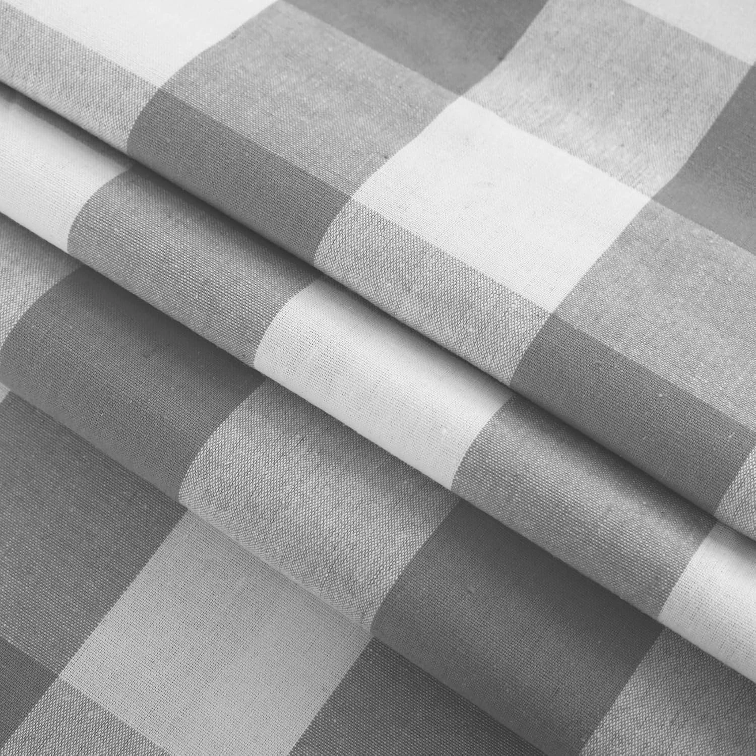 2 Pack Buffalo Check Valances for Windows Living Room 18 inches Long Classic Gingham Plaid Bedroom Bathroom Rod Pocket Country Farmhouse Kitchen Window Curtain Valances - 54"x18" Grey & White