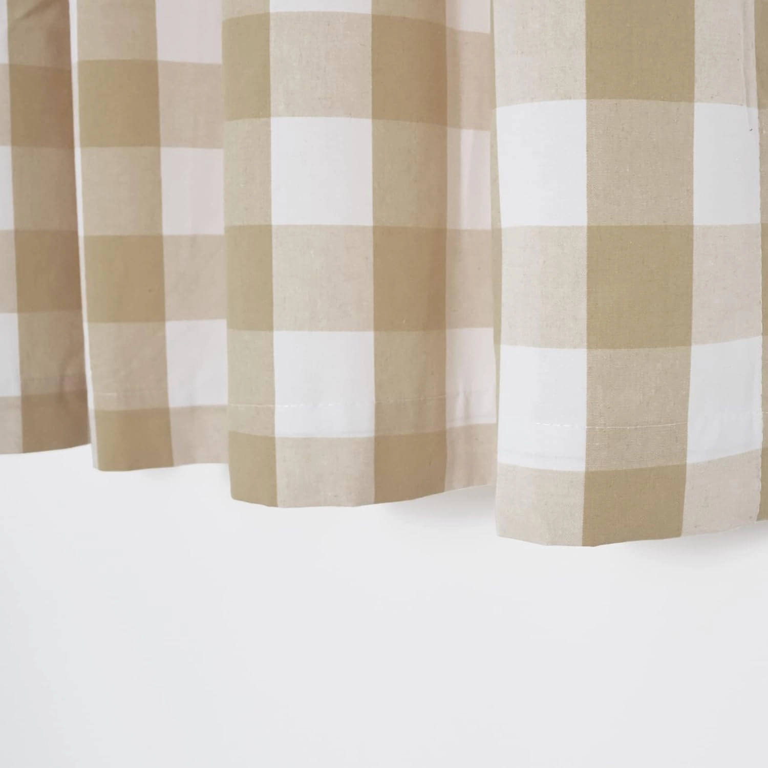 2 Pack Buffalo Check Valances Gingham Plaid Window Treatment Living Room 18 inches Long Classic Bedroom Bathroom Rod Pocket Country Farmhouse Kitchen Window Curtain Valances - 54"x18" Beige & White