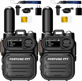 2 Pack Long Range Walkie Talkies with SIM Cards, 4G PTT Portable FRS Two Way Radio, Rechargeable Walkie Talkies for Adults and Kids, Hand Held Radios