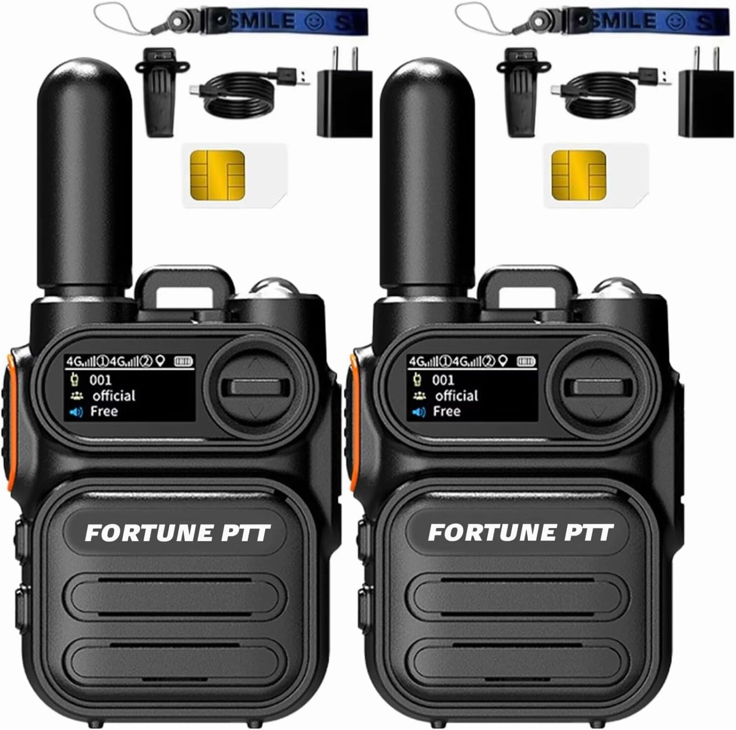 2 Pack Long Range Walkie Talkies with SIM Cards, 4G PTT Portable FRS Two Way Radio, Rechargeable Walkie Talkies for Adults and Kids, Hand Held Radios