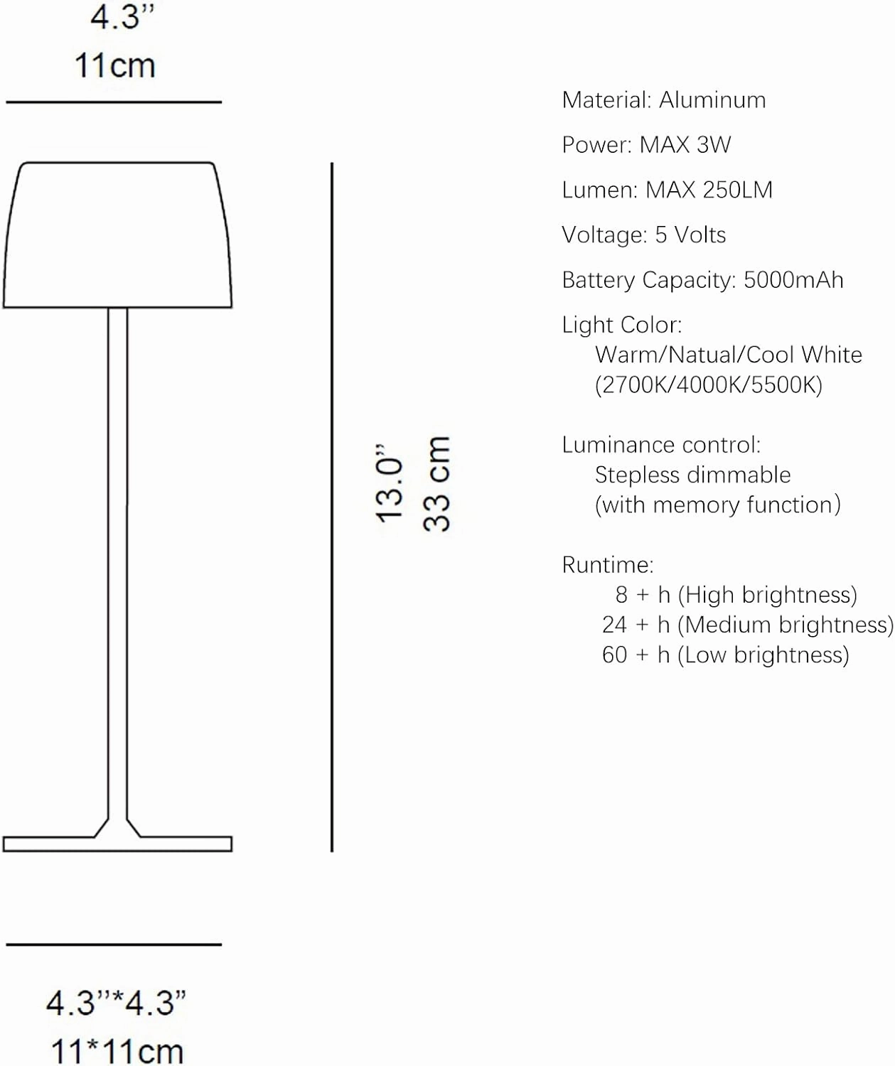2 Pack Rechargeable Cordless LED Table Lamp - Waterproof Portable Battery-Operated Indoor/Outdoor Lighting for Home, Kitchen, Desk, Patio, Party, Restaurant, Bar (Gold)