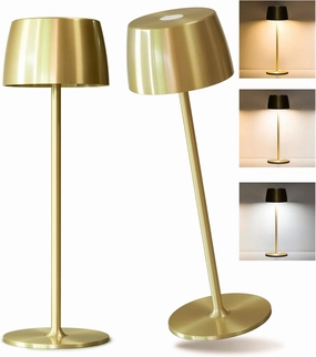 2 Pack Rechargeable Cordless LED Table Lamp - Waterproof Portable Battery-Operated Indoor/Outdoor Lighting for Home, Kitchen, Desk, Patio, Party, Restaurant, Bar (Gold)