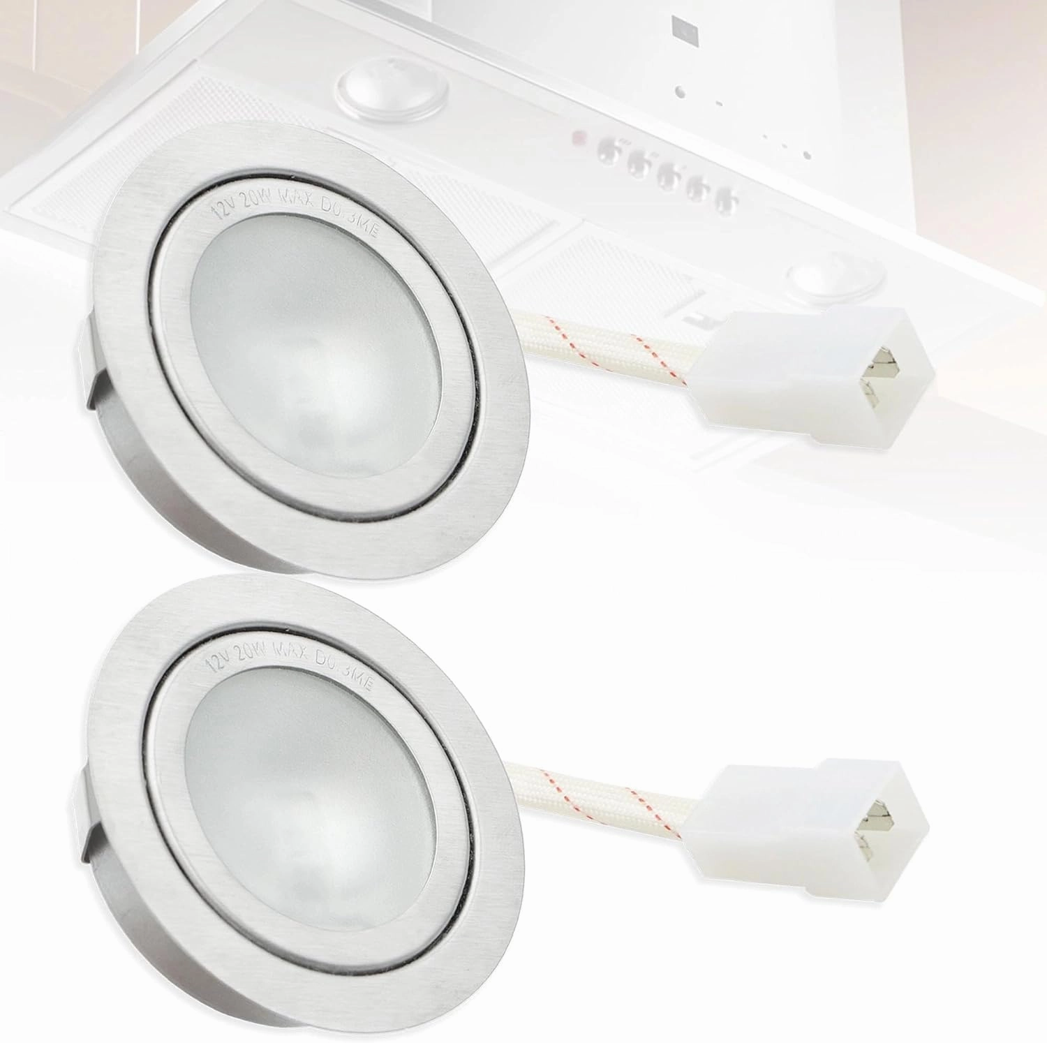 2 Pack SB02300798 Range Hood Light Housing for Broan NuTone PM500/PM500SS/EE55000 - LED Hood Light Bulb 12V 20W Frosted Glass & Stainless Steel
