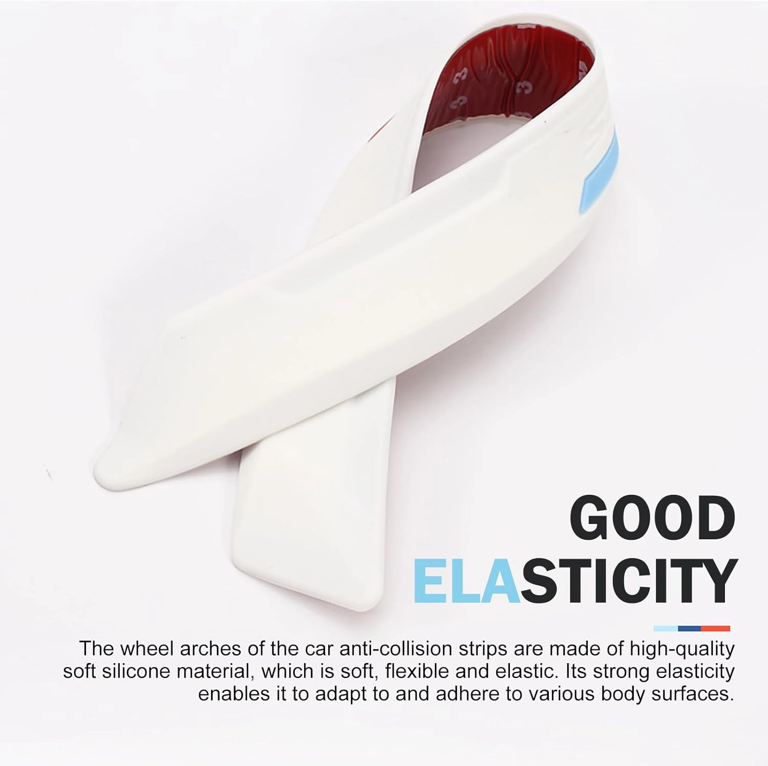 2-Pack Silicone Wheel Arch Protectors, Self-Adhesive Wheel Tires Eyebrow Strip, Fender Flare Trim Strips, Sporty Eyebrow Style Mudguard Decoration, Universal Fit for Cars (White)