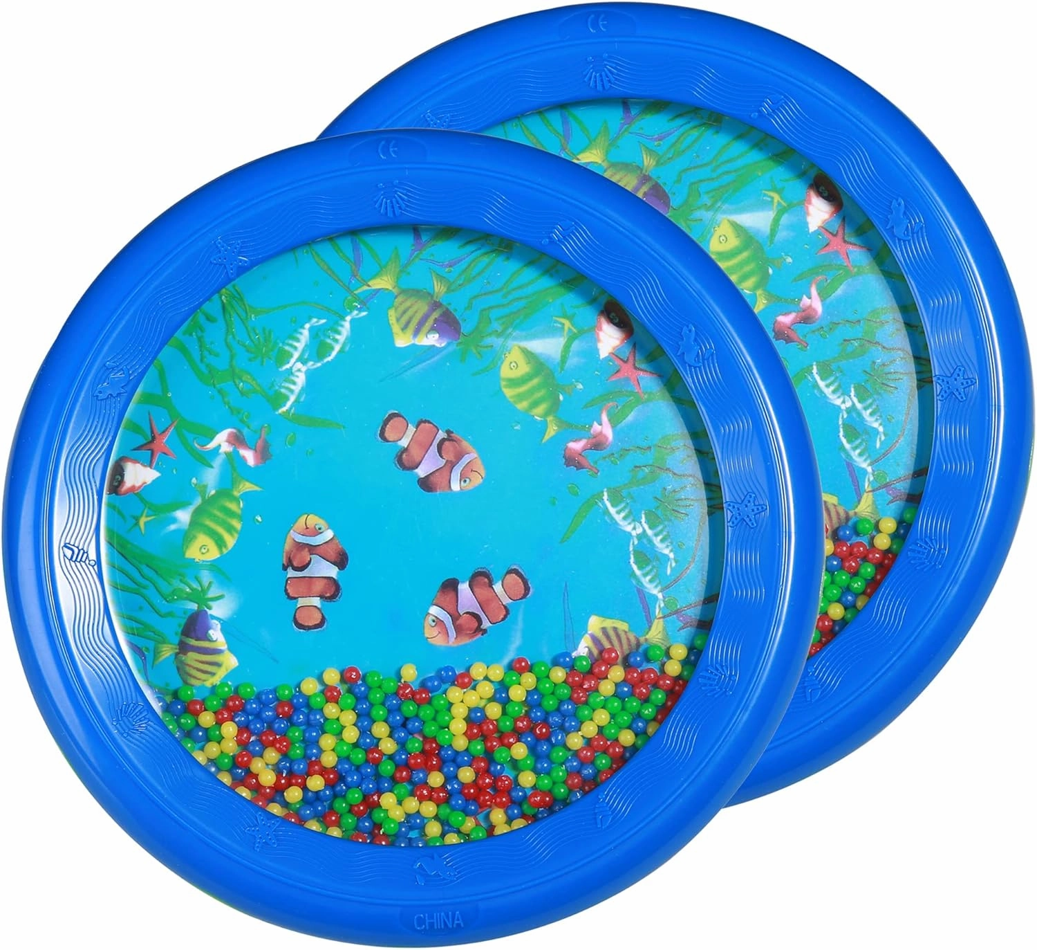 2 Pcs Ocean Drums Wave Bead Drums Sea Sound Drums Musical Instruments for Kid Child Baby