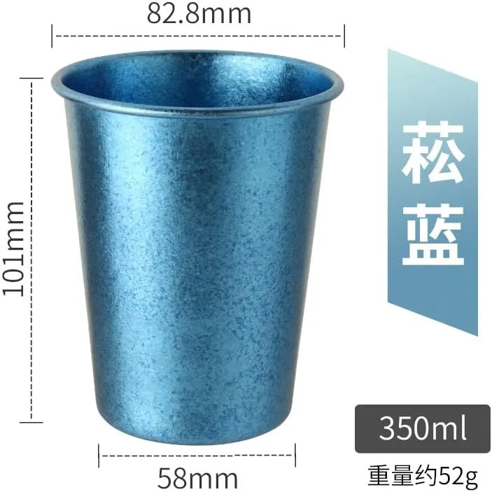 2pc pure titanium cup outdoor camping color mug portable water cup 350ml coffee cup(Blue)