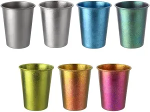 2pc pure titanium cup outdoor camping color mug portable water cup 350ml coffee cup(Blue)