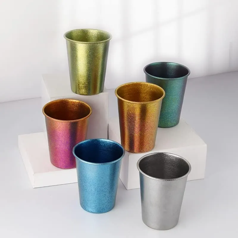 2pc pure titanium cup outdoor camping color mug portable water cup 350ml coffee cup(Blue)