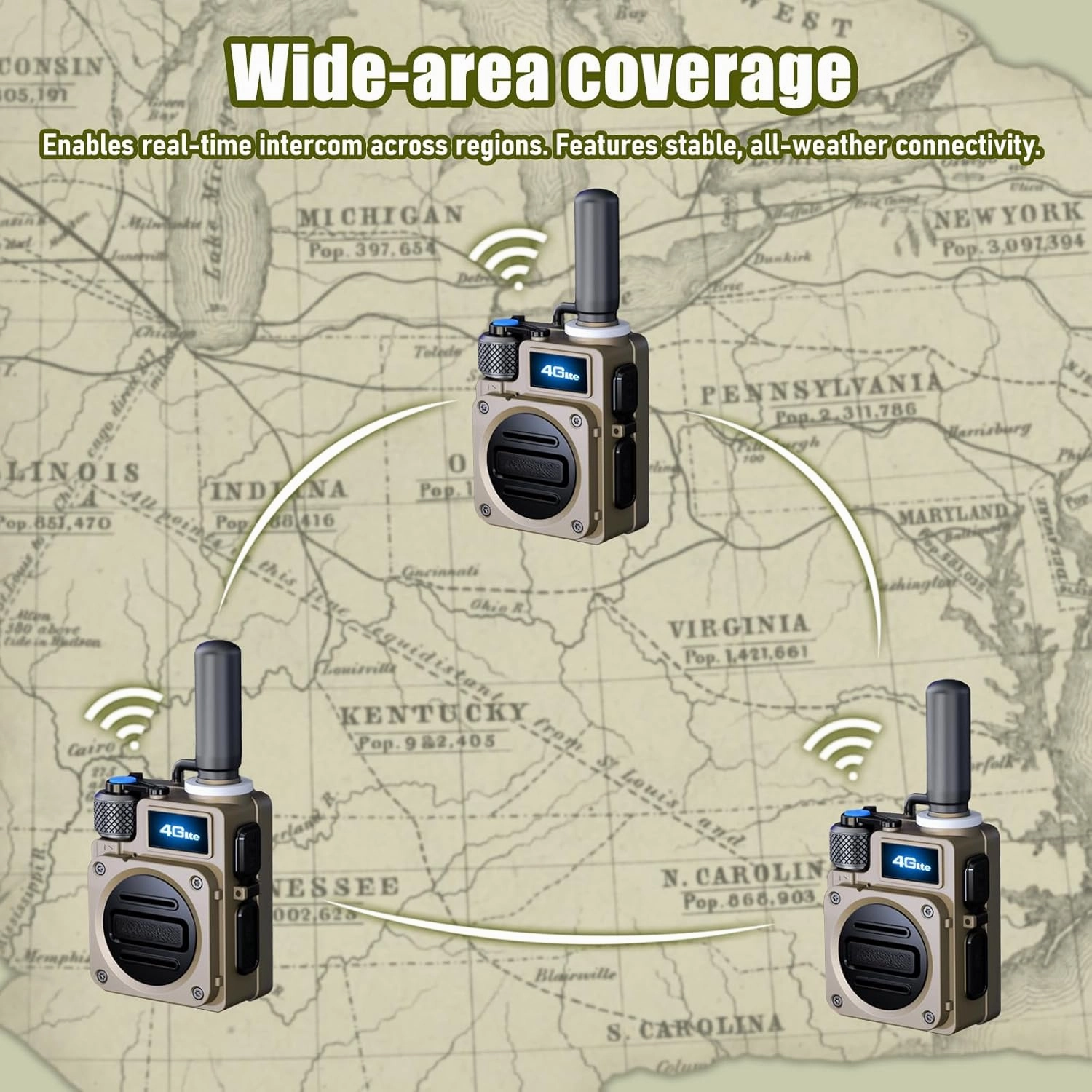 2Pcs 4G Walkie Talkie for Adults,Long Range 4G 1000 Mile Rechargeable Two-Way Radios 3-Day Battery Runtime Ideal for Hiking,Camping,Work,and Emergency Use Portable Two-Way Outdoor Radio(SIM Card)