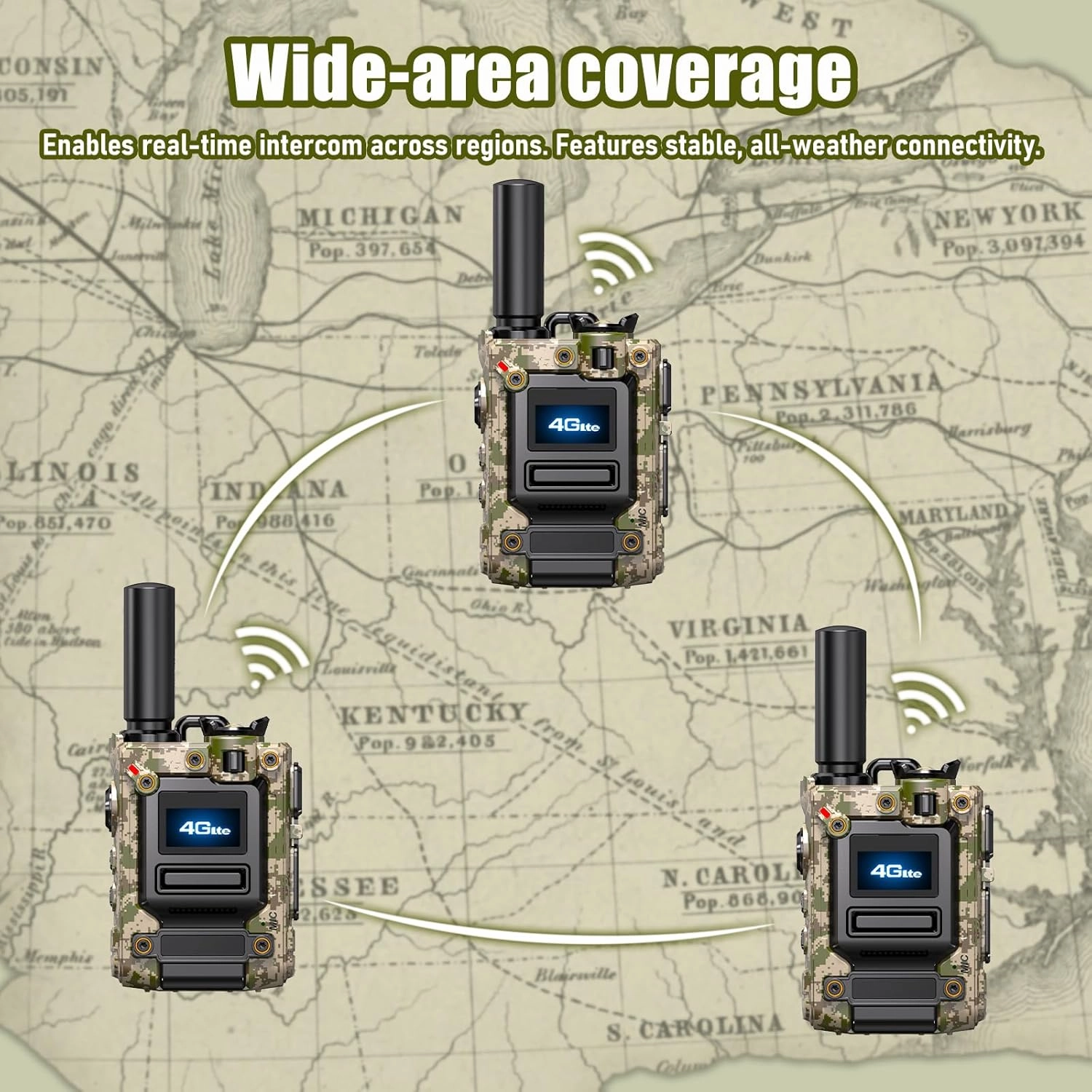 2Pcs 4G Walkie Talkie for Adults,Long Range 4G 1000 Mile Rechargeable Two-Way Radios 3-Day Battery Runtime Ideal for Hiking,Camping,Work,and Emergency Use Portable Two-Way Outdoor Radio(SIM Card)