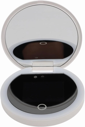 2X Magnifying Mirror with 360° Fill Light, 3 Speed Adjustable LED Makeup Mirror, 3.5 Inch Portable Double Sided Folding Mirror with USB Rechargeable Battery for Makeup