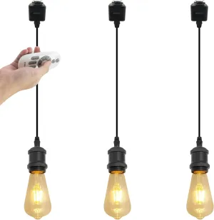 3-Pack Lightolier Track Pendant Light Black Cord Timer Industrial Vintage Stytle LED Bulbs Included Track Mount Pendant Light Decorate for Kitchen Island Customizable,9 Colors,Matte Black