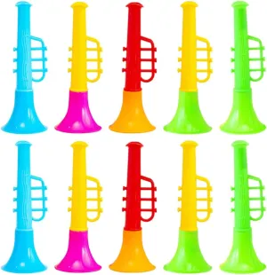 30Pcs Mini Plastic Trumpet Toys, Vuvuzela Stadium Horn, Musical Educational Toys Trumpet Horn for Kids Children Blowing Toys Party Props ( Random Color )