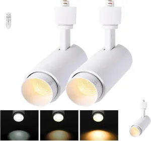 30W Track Light Heads Zoomable ,H Type Track Lighting Heads With Remote,Stepless Dimming Bright LED Track Heads 2700K-6500K Adjustable ,15°~60° Beam Angle,Timer for Home,Commercial,Artwork 2Pack White