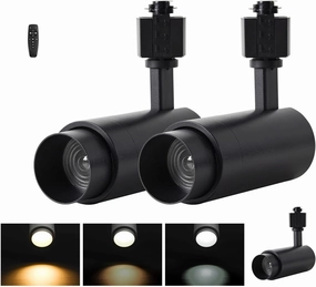 30W Track Light Heads Zoomable,H Type Track Lighting Heads With Remote,Stepless Dimming Bright LED Track Heads 2700K-6500K Adjustable ,15°~60° Beam Angle,Timer for Home,Commercial,Artwork 2Pack Black