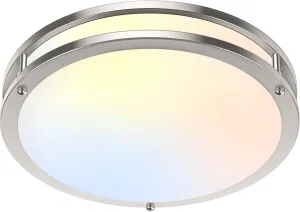 36W LED Flush Mount Ceiling Light Fixture, 13inch LED Ceiling Light 3600LM, Modern Ceiling Light 2700K/3000K/4000K/5000K/6500K 5CCT, Brushed Nickle Dimmable Ceiling Lamp for Living Room Kitchen,1 Pack