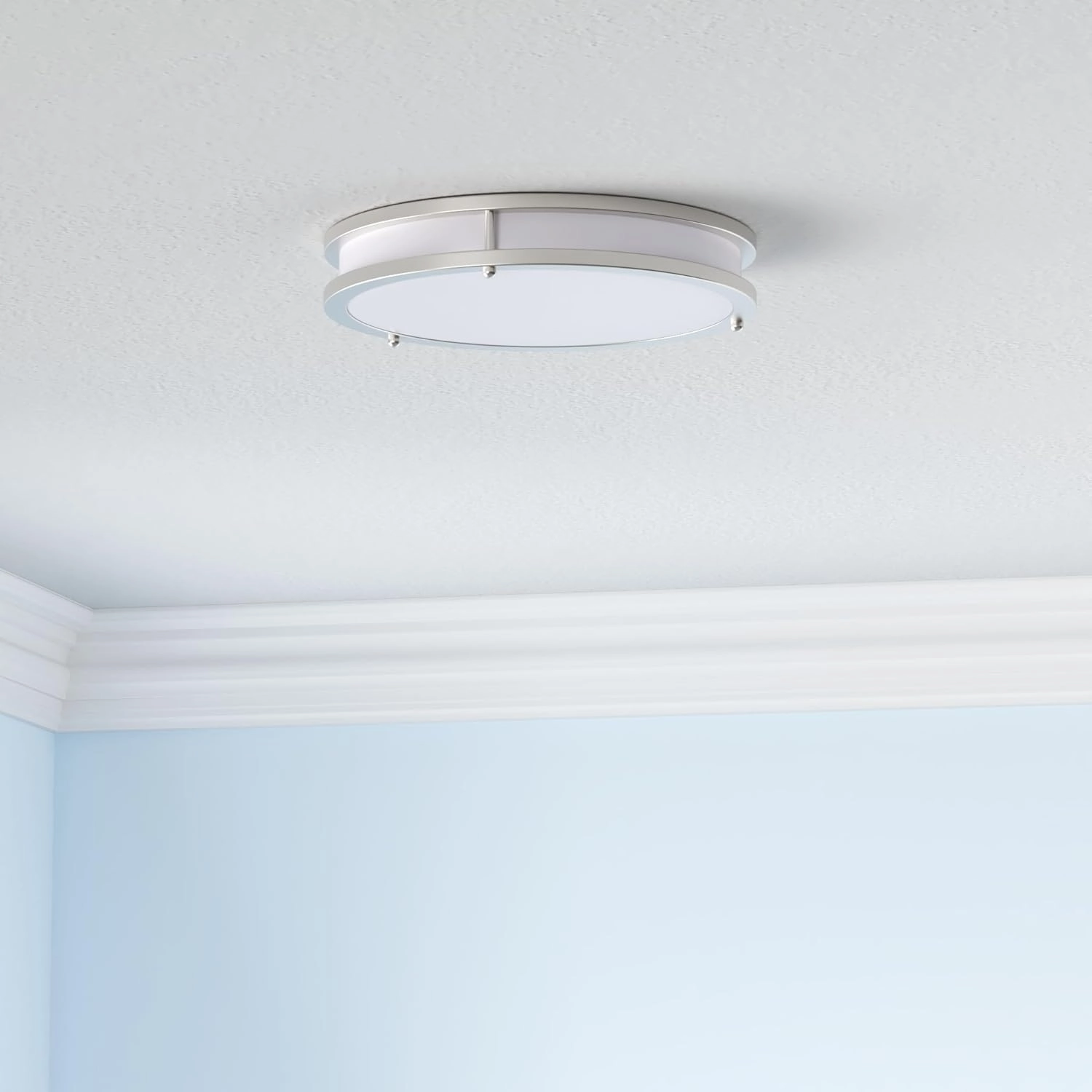 36W LED Ceiling Lights for Bedroom Kitchen, 3600lm Super Bright, Dimmable Flush Mount Light Fixtures 6500K/5000K/4000K/3000K/2700K Adjusted Modern Lamps 2PACK, 13 Inch, Nickle