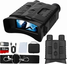 3.2″ Night Vision Goggles for Adults, WiFi Night Vision Binoculars, 10X Digital Zoom 7-Level Infrared, with 32GB Memory Card to Save 52MP Photos and 4K Videos, Black