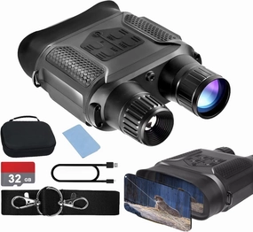 3'' Night Vision Goggles - 1312ft Night Vision Binoculars, 8X Digital Zoom 4 Level Infrared with 32GB TF Card Can Save Photo and Video, for Camping, Black