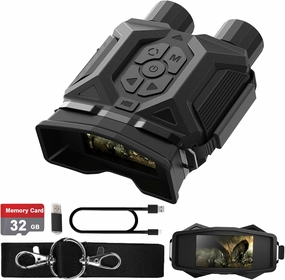 3″ Night Vision Goggles for Adults, 1312FT Night Vision Binoculars, 8X Digital Zoom 7-Level Infrared, with 32GB Memory Card to Save 36MP Photos and 4K Videos, Black