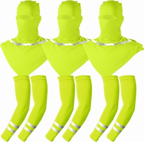 3 Sets Balaclava Face Mask and Arm Sleeves with Reflective Strip Summer Sun Protection for Men Women Outdoor Activity