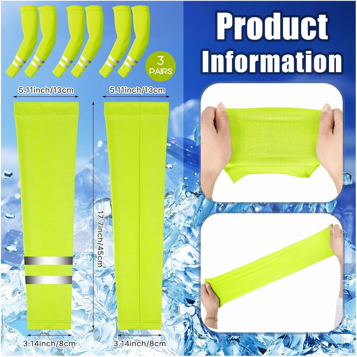 3 Sets Balaclava Face Mask and Arm Sleeves with Reflective Strip Summer Sun Protection for Men Women Outdoor Activity