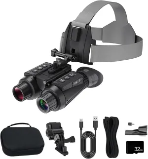 3D Helmet Mounted Night Vision Binoculars, 4K Rechargeable Night Vision Goggles for Adults, 8X Digital Zoom, with 32GB Memory Card to Save Photos and Videos, for Camping