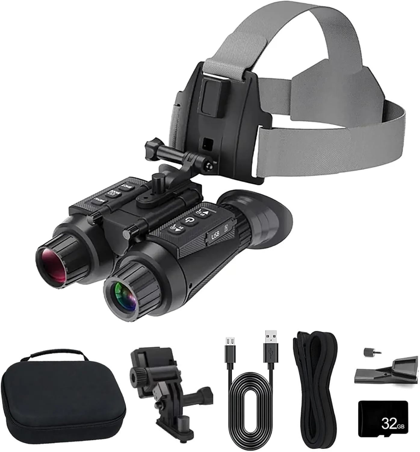 3D Helmet Mounted Night Vision Binoculars, 8X Digital Zoom, with 32GB Memory Card to Save Photos and Videos, for Camping