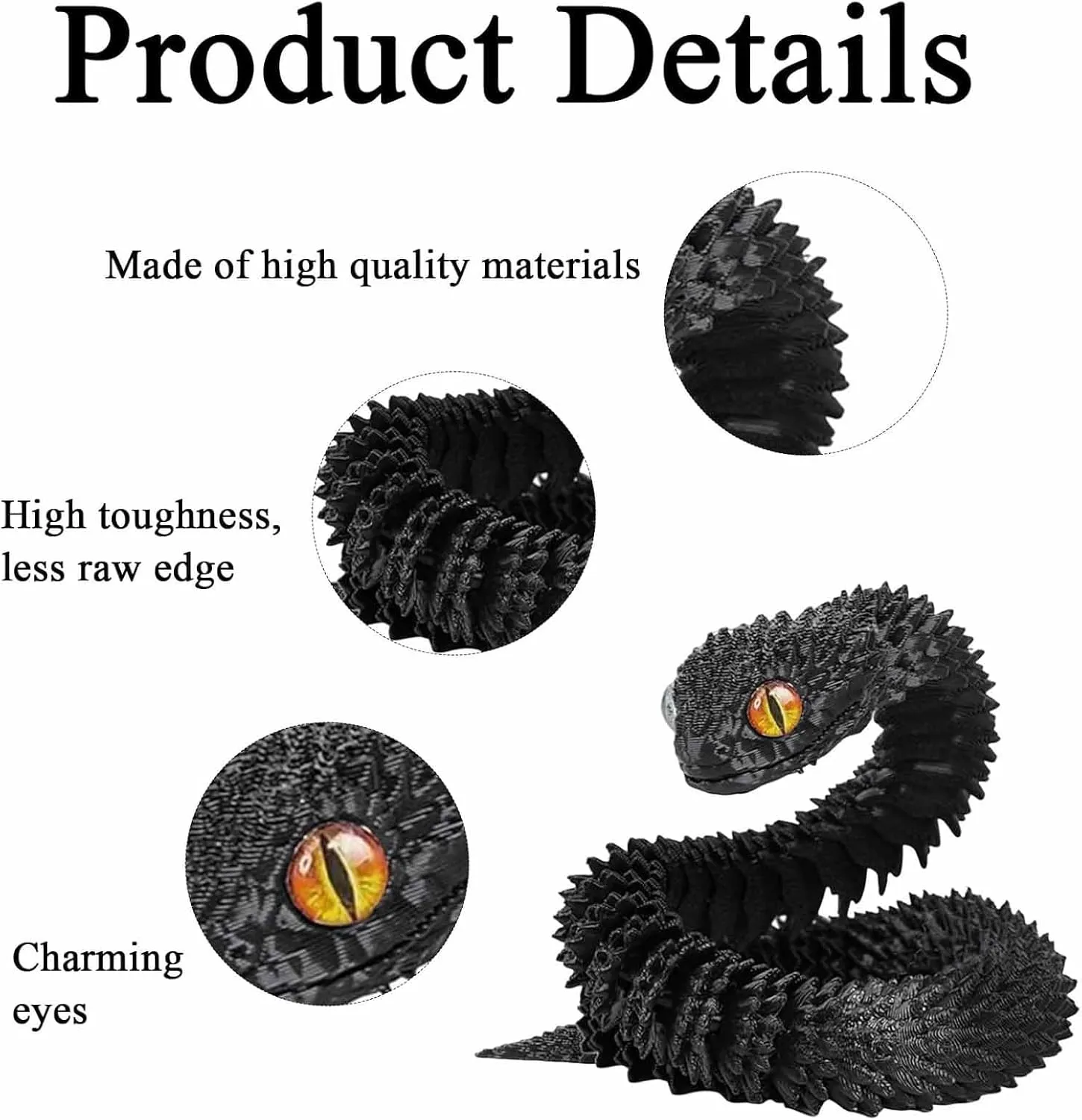 3D Printed Snake 23.6in Articulated Flexible Joint Resin Simulation Viper Fidget Animals Toys Model for Desk Decoration Funny for Friends and Family (Luminous Green)