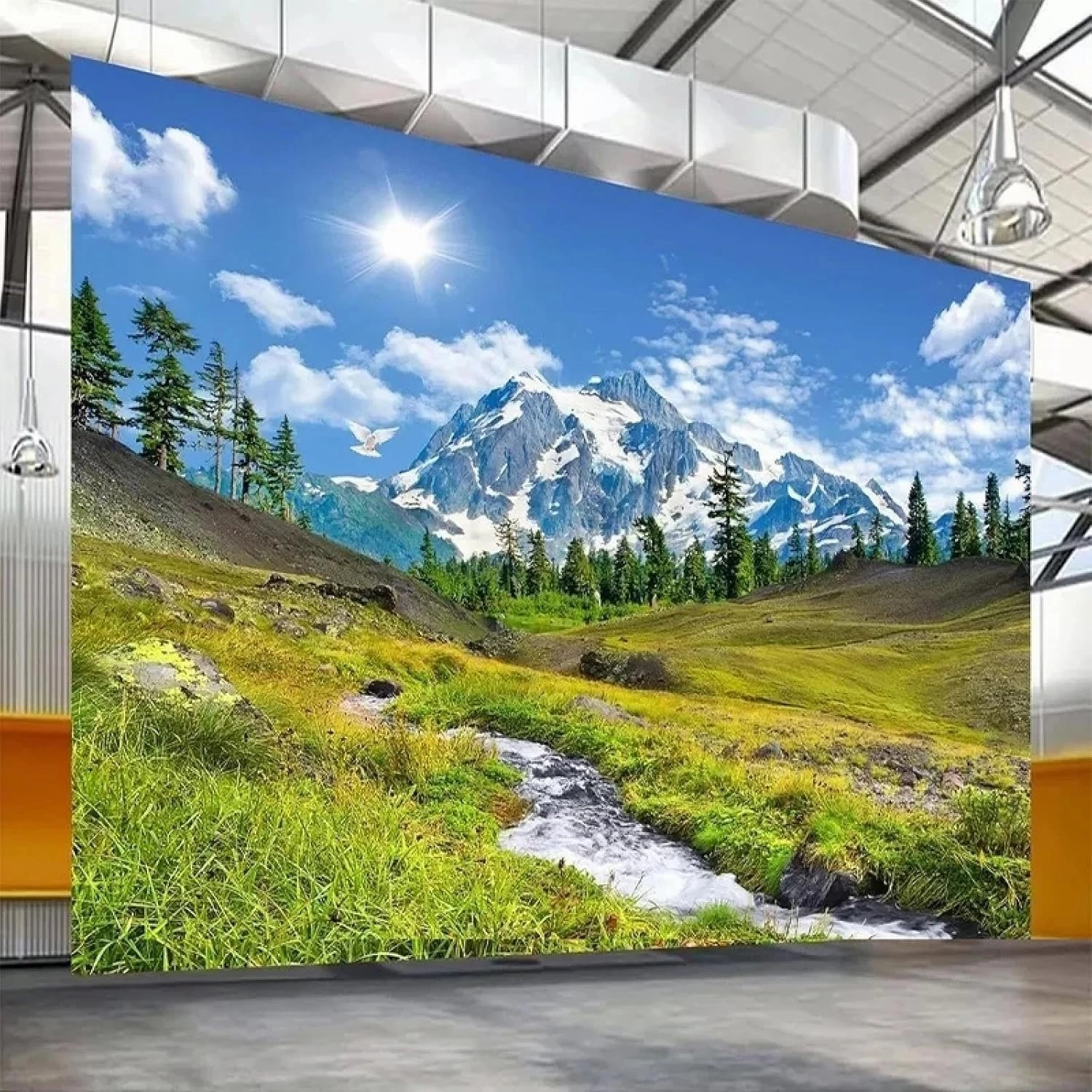 3D Mural Wallpaper Snow Mountain Plateau Natural Scenery Living Room Sofa Bedroom TV Background (Non-self-Adhesive)