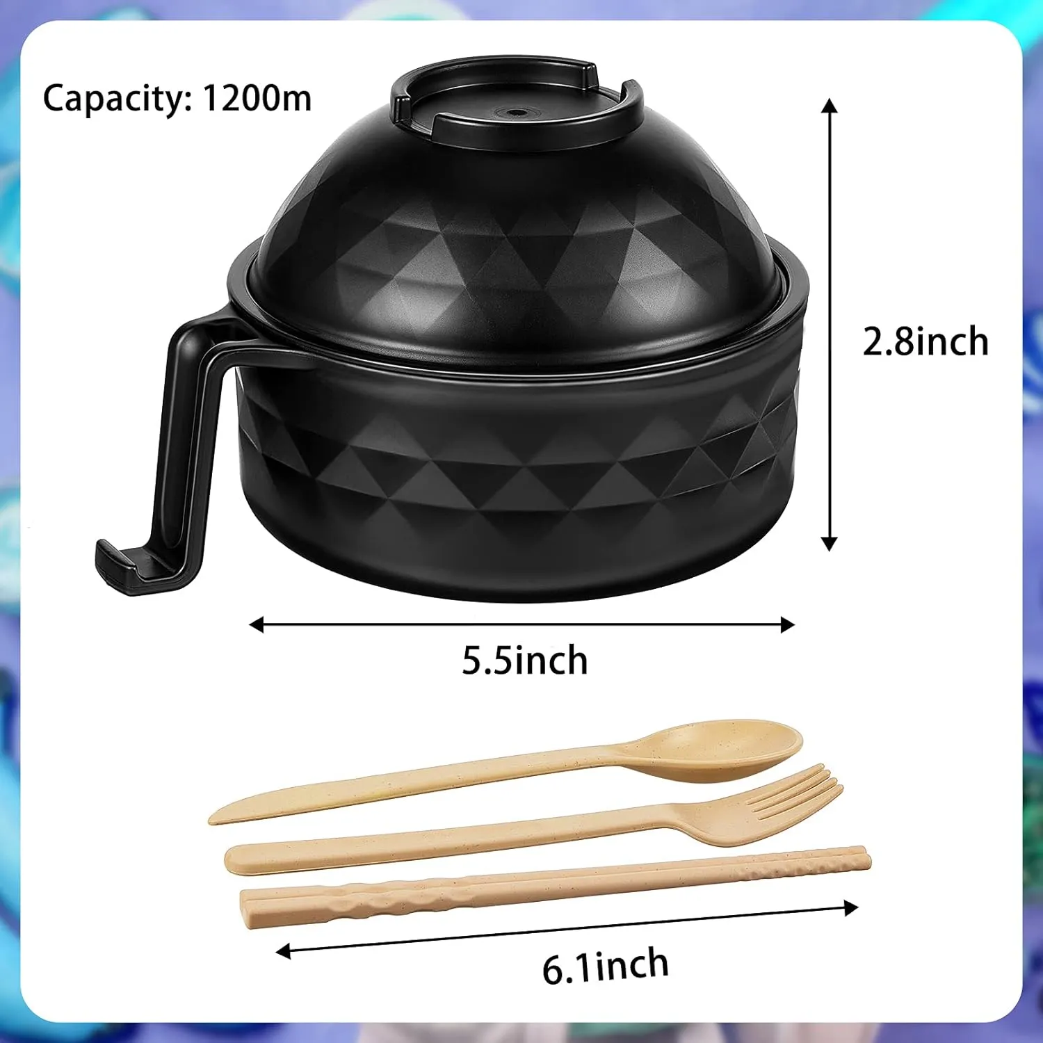 4 Sets Microwave Ramen Cooker Set 33 oz Quick Ramen Bowl Set Microwave Noodle Cooker with Handle Noodle Bowl with Spoon Chopsticks Fork College Dorm Room(Black, Beige, Pink, Purple)