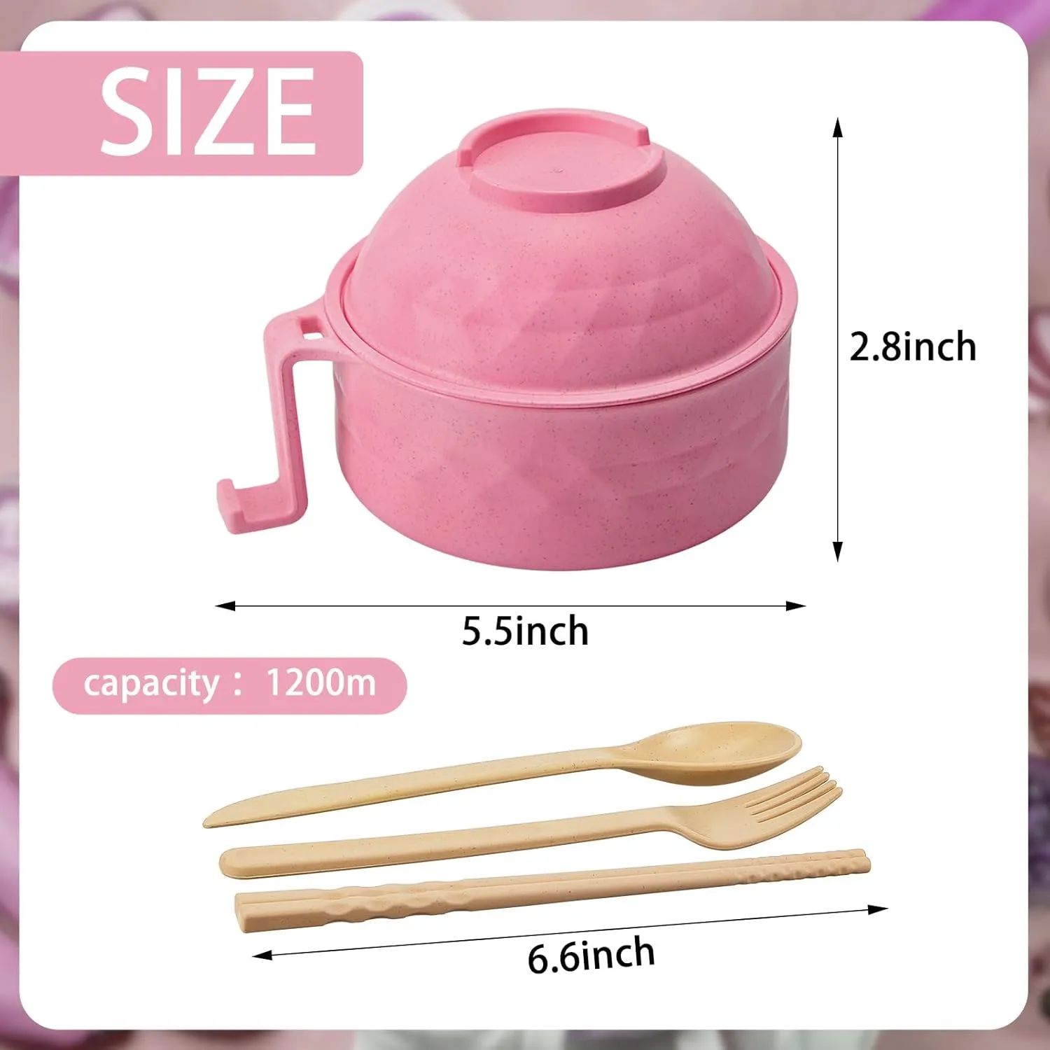 4 Sets Microwave Ramen Cooker Set 33 oz Quick Ramen Bowl Set Microwave Noodle Cooker with Handle Noodle Bowl with Spoon Chopsticks Fork College Dorm Room(Fresh Colors)