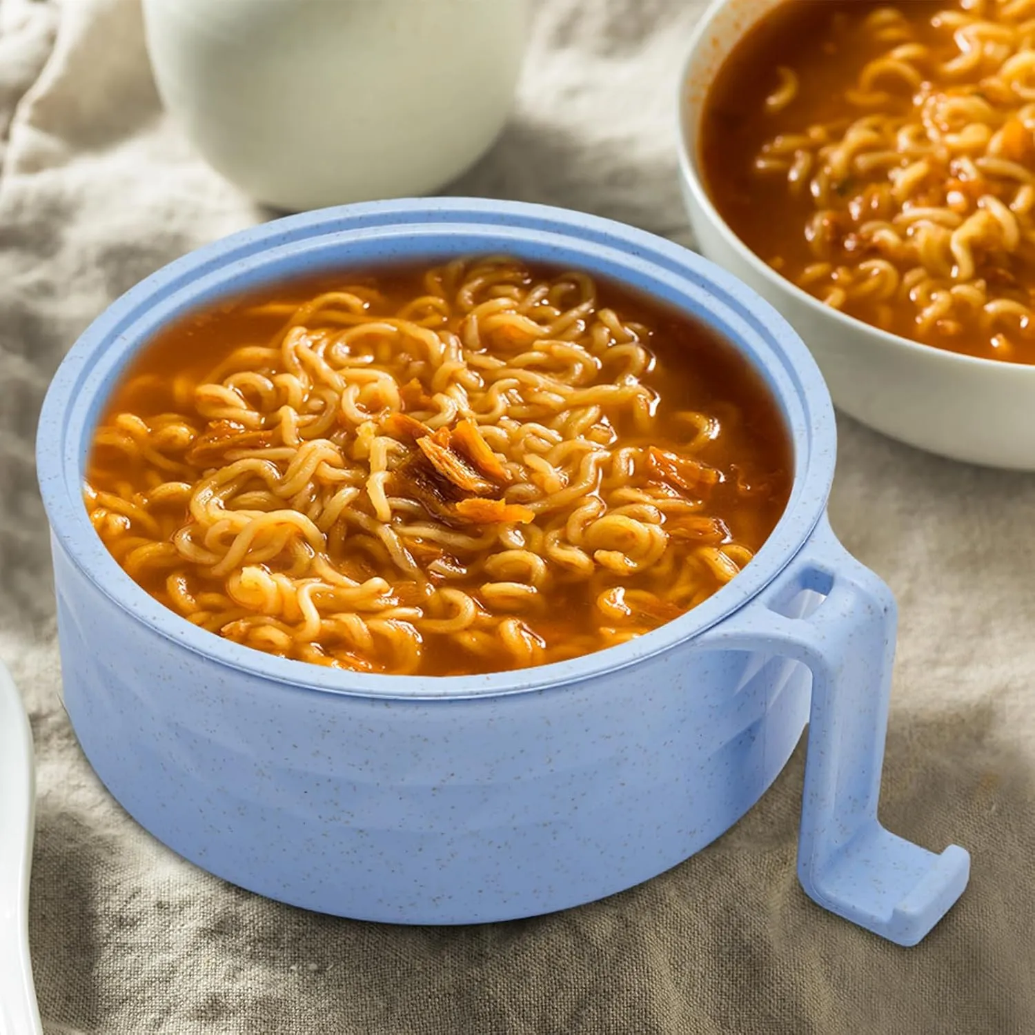4 Sets Microwave Ramen Cooker Set 33 oz Quick Ramen Bowl Set Microwave Noodle Cooker with Handle Noodle Bowl with Spoon Chopsticks Fork College Dorm Room(Fresh Colors)