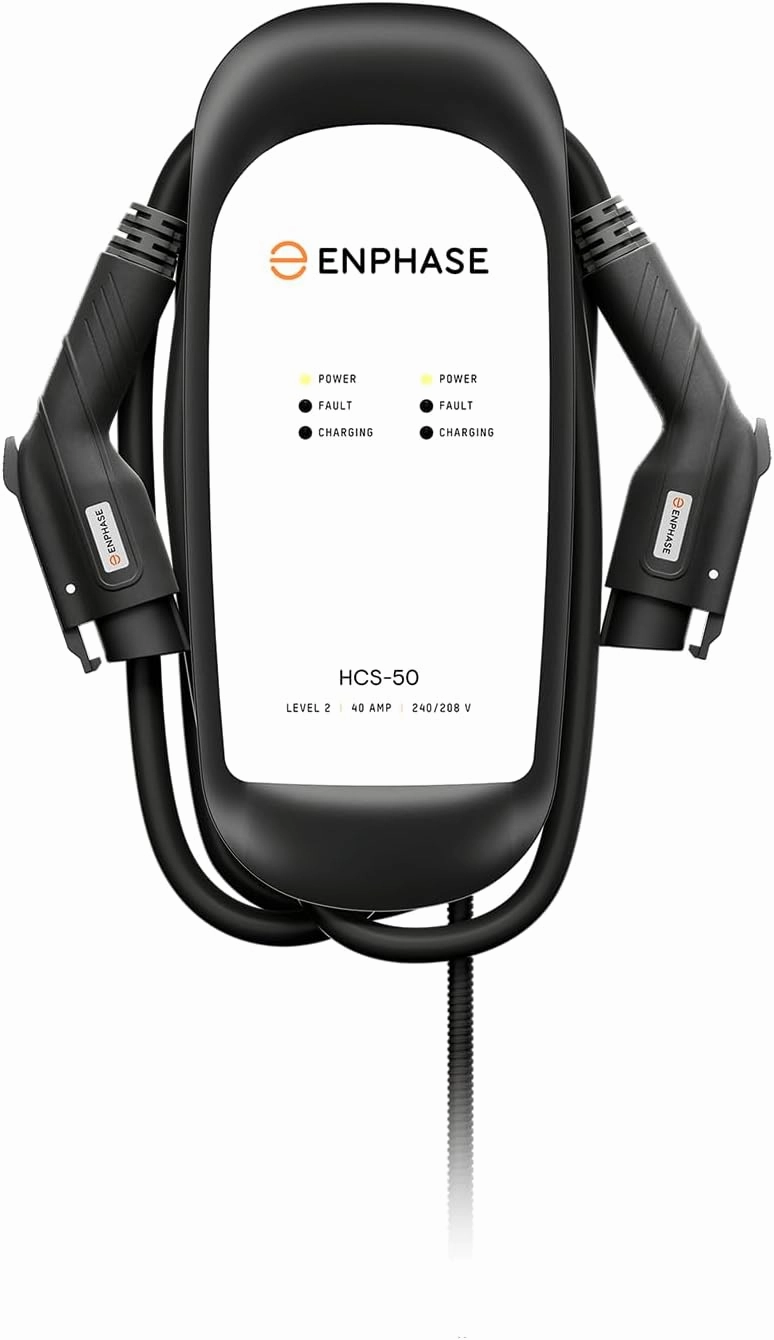 40 Amp Dual EV Charger, Enphase HCS-D50, 240v, 9.6kW Power, 5-Year Warranty, Safety Certified, J1772 Connectors, Hardwired, 25ft Cables, Formerly ClipperCreek