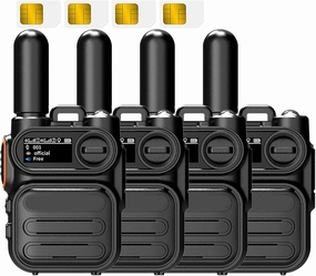 4 Pack Walkie Talkies Long Range with Sim Cards, Hand Held Two Way Radios Rechargeable, Global PTT Walkie Talkie, 4G Long Distance Walkie Talkies 5000 Miles, Ultra-Long Standby for 3-10 Days