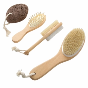 4-piece Body Cleansing Set Exfoliating Brush Shower Back Brush Bath Scrubber