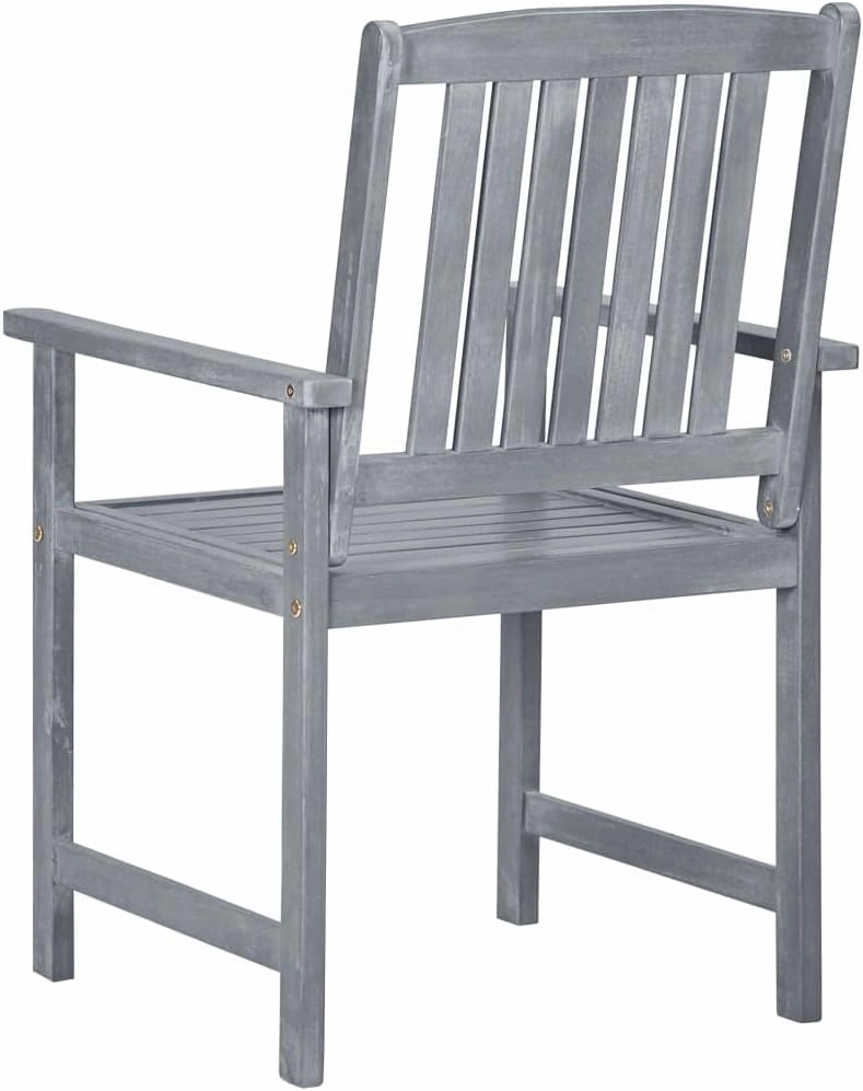 4-Piece Gray Solid Acacia Wood Patio Chairs with Bright Green Cushions Outdoor Furniture Set for Backyard, Poolside, and Garden Lounge