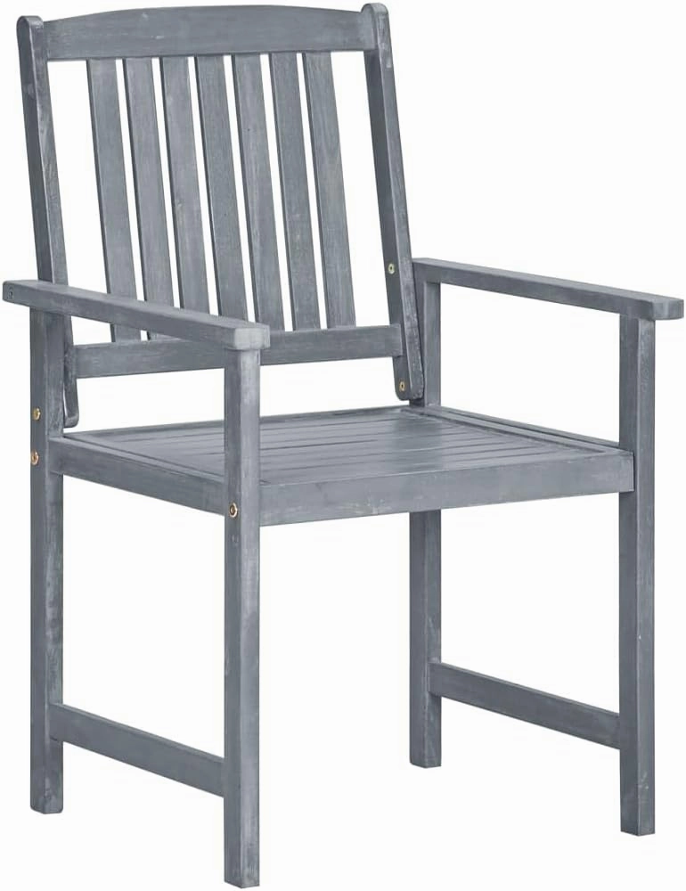 4-Piece Gray Solid Acacia Wood Patio Chairs with Bright Green Cushions Outdoor Furniture Set for Backyard, Poolside, and Garden Lounge