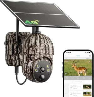 4G LTE Cellular Trail Cameras, Unlimited Data Plan, 2K HD 360°Full View Game Camera with Solar Power, Security Camera with Motion Activated, Built-in SIM Card, IP65 Waterproof