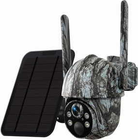 4G LTE Solar Cellular Trail Camera PTZ Wireless FHD 2K Game Cameras With Night Vision Motion Activated Waterproof Camouflage Wildlife Hunting Cam AI Motion Detection Outdoor Security Cams W/ SIM Card