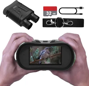 4K Night Vision Goggles for Adults - 1312 FT Night Vision Binoculars, 6X Digital Zoom, 4-Level Infrared, with 3″ Display and 32GB TF Card Take Photos and Videos, for Camping