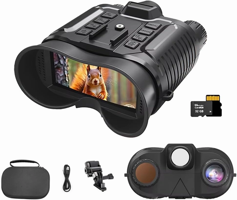 4K Night Vision Goggles for Adults, Head-Mounted Infrared Digital Binoculars with 2.7" Screen, 7-Level IR 8X Digital Zoom, 32GB Card for Photo & Video