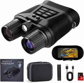 4K Night Vision Goggles, Night Vision Binoculars for Adults, 3'' Large Screen, 7 Levels IR Mode and 8X Digital Zoom for Outdoor Camping, External Flashlight