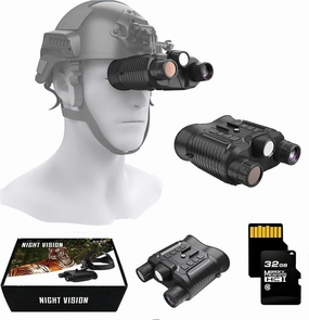 4K UHD Helmet-Mounted Night Vision Binoculars, 36MP Military-Grade Goggles, 8X Zoom, 7 Levels of Infrared, 32GB SD Card
