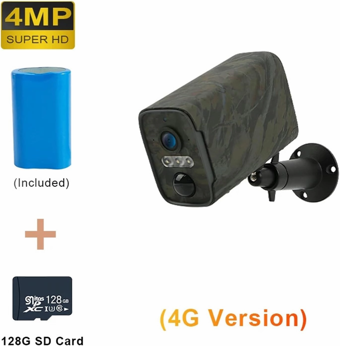 4MP 4G SIM Card Mobile App Trail Hunting Battery Powered Camera PIR Detection Outdoor IP66 Security CCTV Camera(4MP 4G Cam 128G)