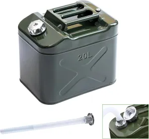 5 Gallon Metal Can with Flexible Nozzle System Pressure Relief Valve Safety Configuration, Square and Stable, Water Container for Camping No Bracket Required (20 Litre)